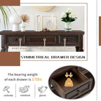 Consolle vintage in legno con tre cassetti e ripiano inferiore