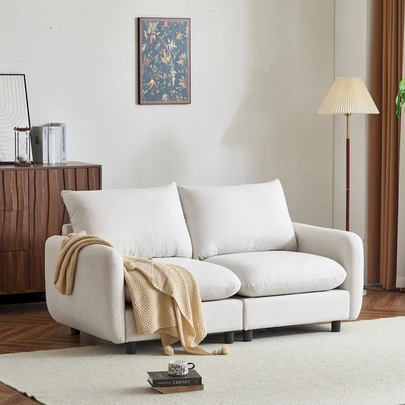   - Evelyn Modern 2-Seater Modular Upholstery Sectional Loveseat Sofa