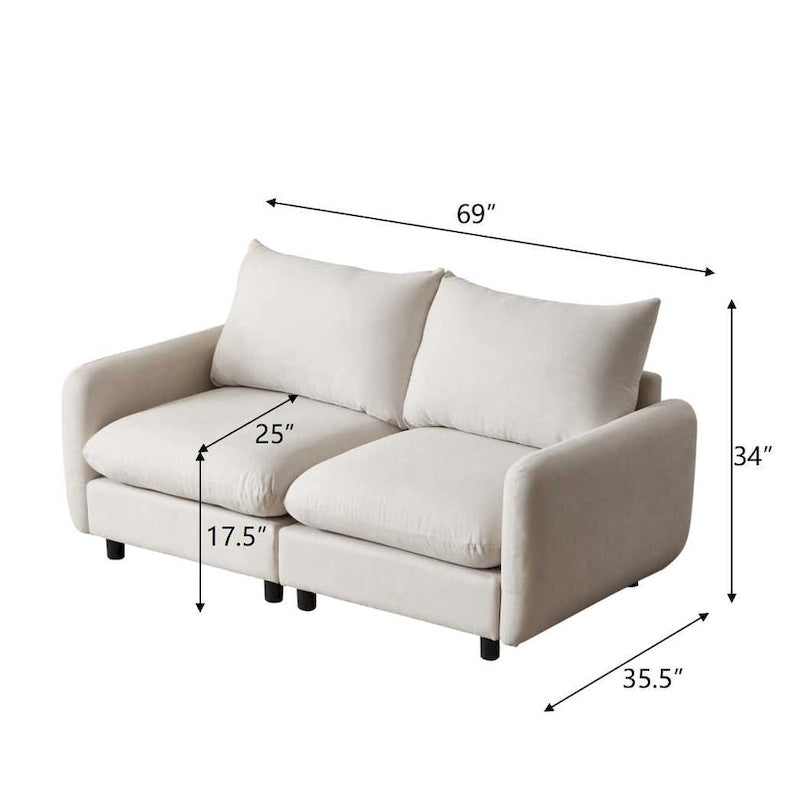 - Divano modulare a 2 posti Evelyn Modern in tessuto