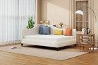 Divano Letto con Struttura a L e Piedini in Legno