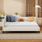 Divano Letto con Struttura a L e Piedini in Legno