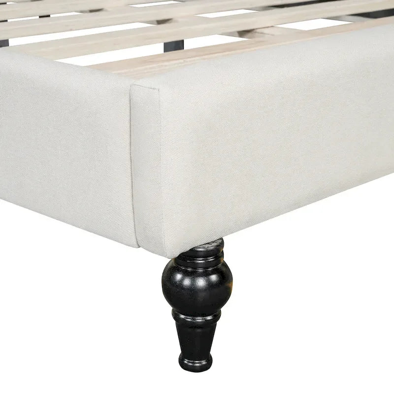 Divano Letto con Struttura a L e Piedini in Legno