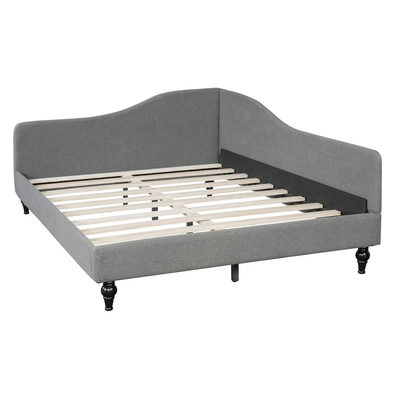 Divano Letto con Struttura a L e Piedini in Legno