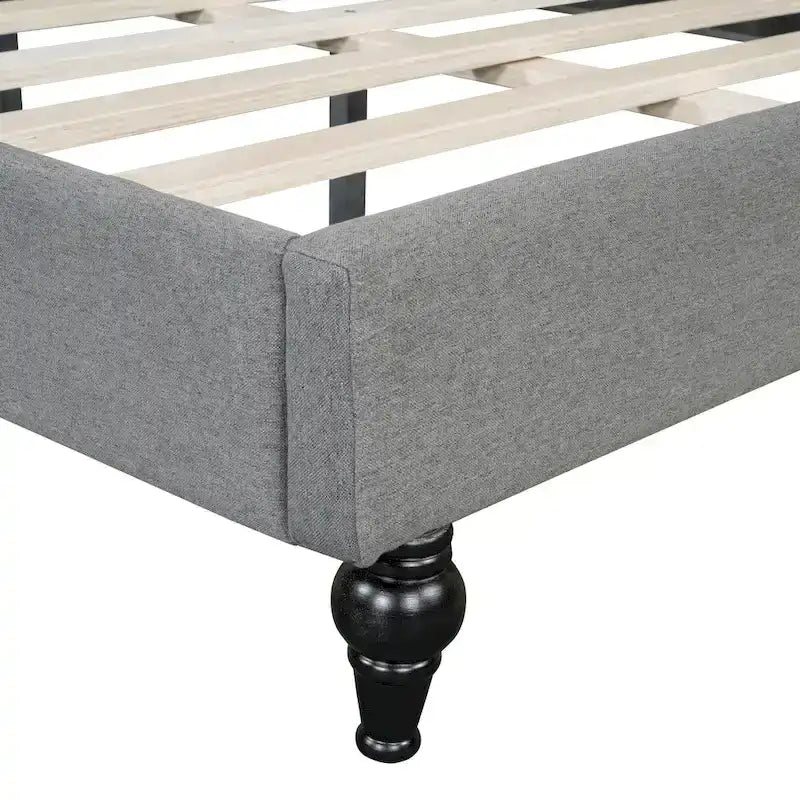 Divano Letto con Struttura a L e Piedini in Legno