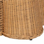 Pouf ottomano in rattan naturale Palm Scallop con cuscino - Panca in vimini intrecciata a mano per soggiorno o camera da letto, stile Boho costiero, rettangolare