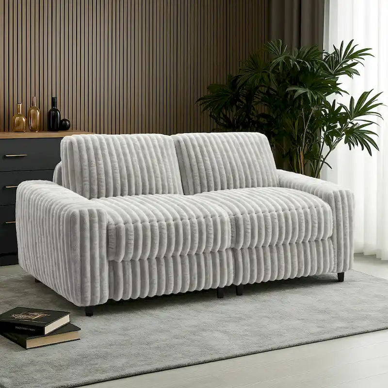 Veyron Furry Channel Fabric Down-filled Loveseat by  