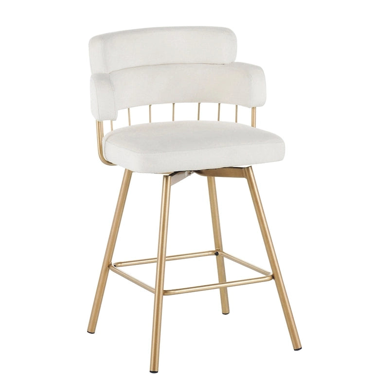   Bremen 180Swivel 26 Velvet Counter Stools with Metal Legs (Set of 2)