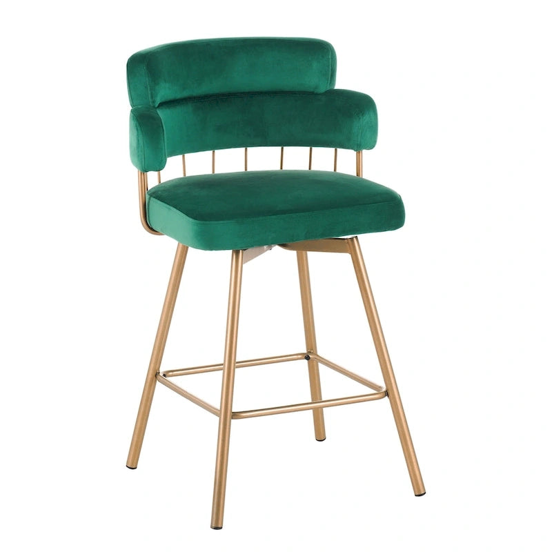 Bremen 180Sgabelli da bancone girevoli in velluto con gambe in metallo (set da 2)