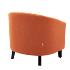 Poltrona a barilotto Accent, sedia da salotto con borchie e gambe in legno massiccio