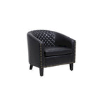 Poltrona a barilotto Accent, sedia da salotto con borchie e gambe in legno massiccio