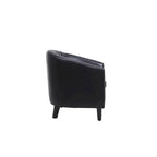 Poltrona a barilotto Accent, sedia da salotto con borchie e gambe in legno massiccio