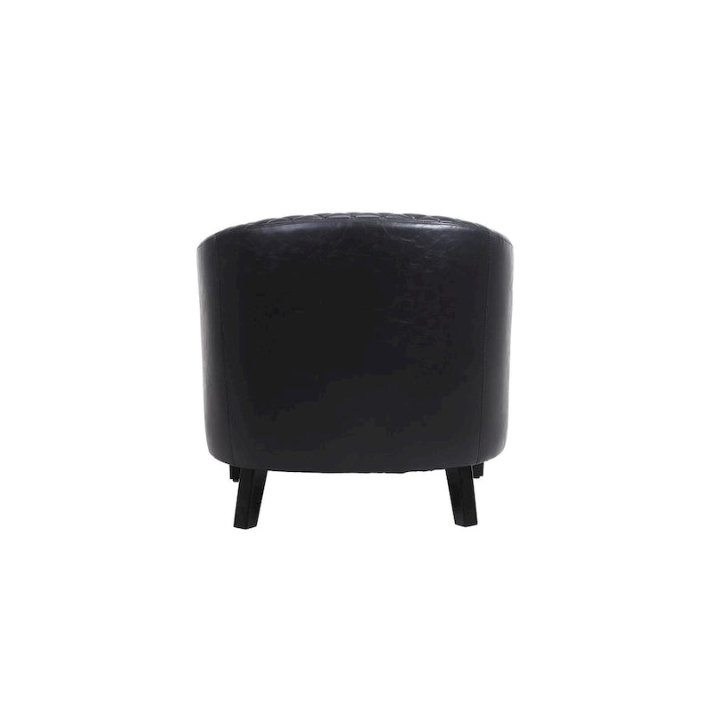 Poltrona a barilotto Accent, sedia da salotto con borchie e gambe in legno massiccio