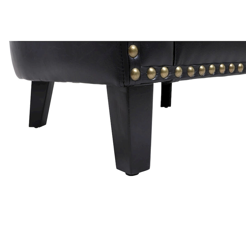 Poltrona a barilotto Accent, sedia da salotto con borchie e gambe in legno massiccio