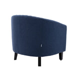 Poltrona a barilotto Accent, sedia da salotto con borchie e gambe in legno massiccio
