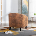 Poltrona a barilotto Accent, sedia da salotto con borchie e gambe in legno massiccio