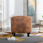 Poltrona a barilotto Accent, sedia da salotto con borchie e gambe in legno massiccio