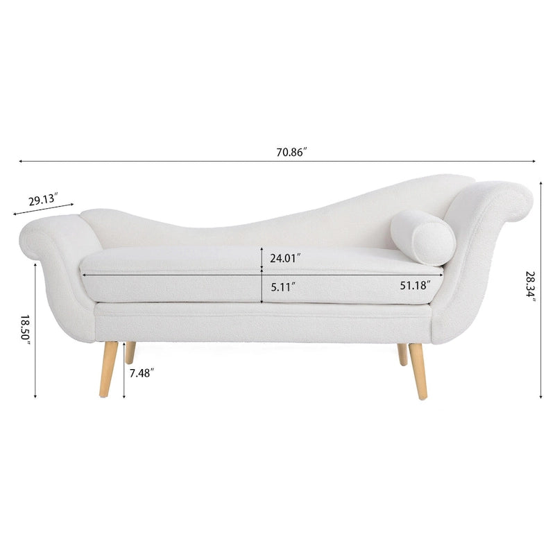 Chaise longue 70,86W con bracciolo a voluta