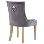 Sedia da pranzo imbottita in velluto trapuntato con borchie decorative, colore nero