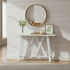 Consolle e Tavolo d'ingresso rustico bianco - 32,5 A x 47,9 L x 15 P