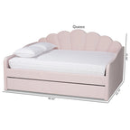 Divano letto queen size moderno e contemporaneo Timila in velluto rosa chiaro con letto estraibile