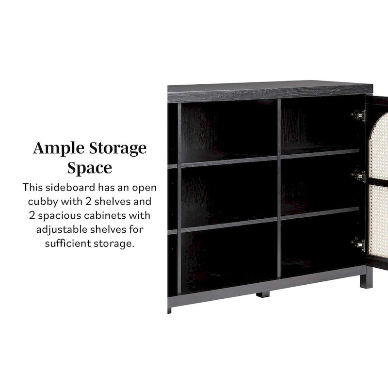 Credenza 2 ante 147 cm con pannelli in rattan ad arco