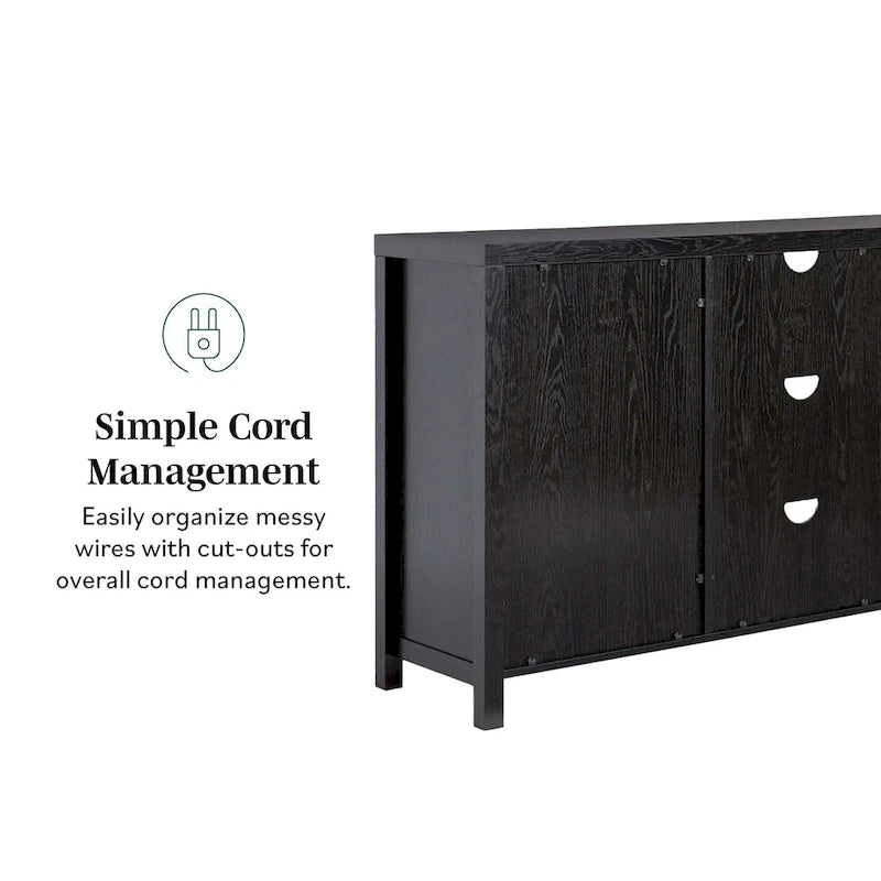 Credenza 2 ante 147 cm con pannelli in rattan ad arco