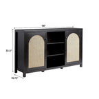 Credenza 2 ante 147 cm con pannelli in rattan ad arco