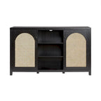 Credenza 2 ante 147 cm con pannelli in rattan ad arco