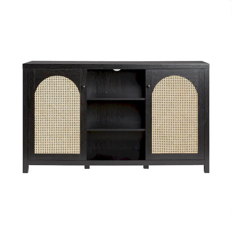Credenza 2 ante 147 cm con pannelli in rattan ad arco