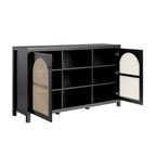 Credenza 2 ante 147 cm con pannelli in rattan ad arco