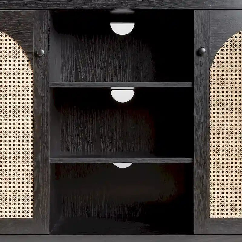 Credenza 2 ante 147 cm con pannelli in rattan ad arco