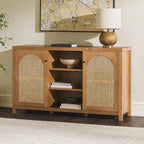 Credenza 2 ante 147 cm con pannelli in rattan ad arco
