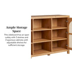 Credenza 2 ante 147 cm con pannelli in rattan ad arco