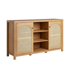 Credenza 2 ante 147 cm con pannelli in rattan ad arco