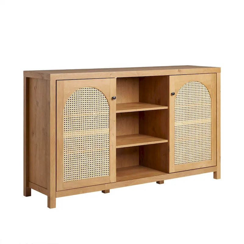 Credenza 2 ante 147 cm con pannelli in rattan ad arco