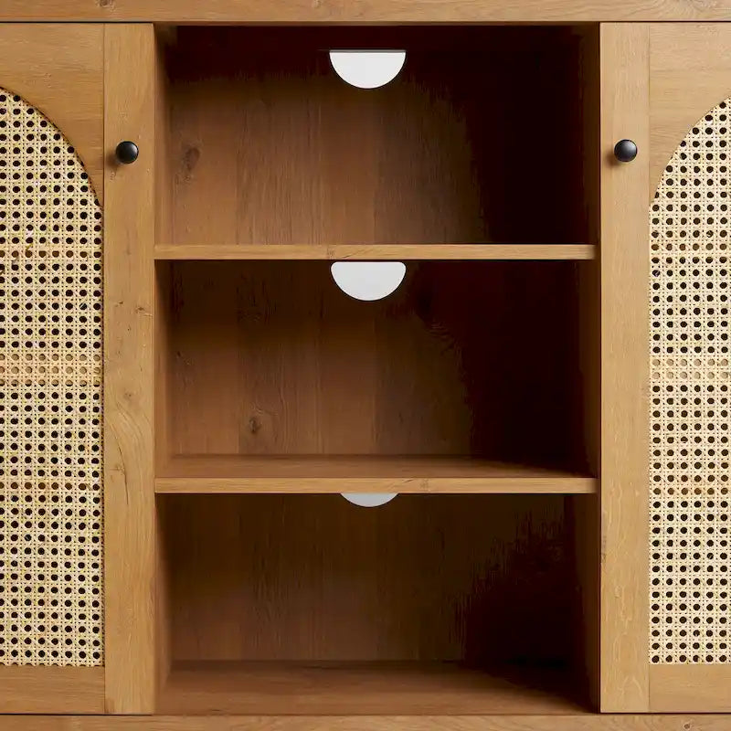 Credenza 2 ante 147 cm con pannelli in rattan ad arco