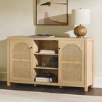Credenza 2 ante 147 cm con pannelli in rattan ad arco