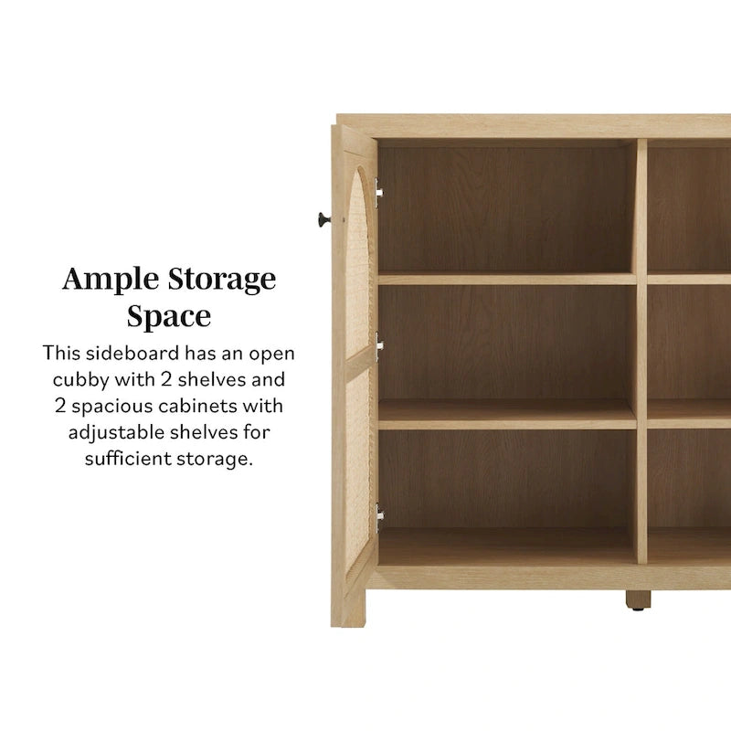 Credenza 2 ante 147 cm con pannelli in rattan ad arco
