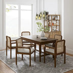 Antoine Modern Ratten Back Dining Chair with Removable Cushion Set of 6 by  