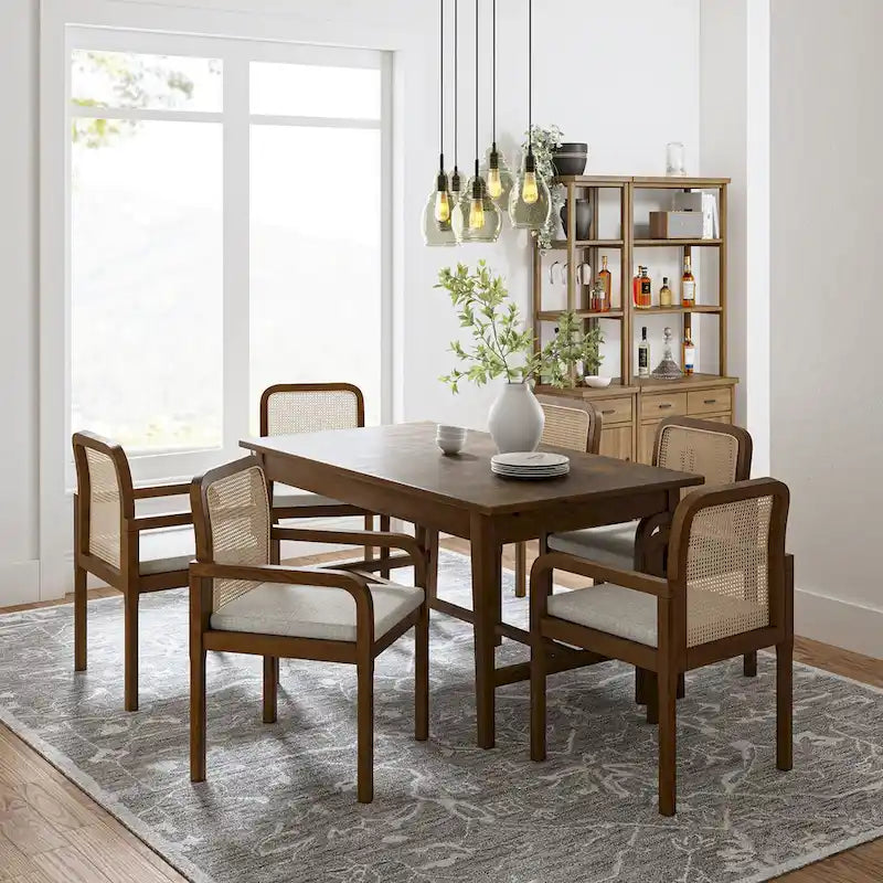 Antoine Modern Ratten Back Dining Chair with Removable Cushion Set of 6 by  