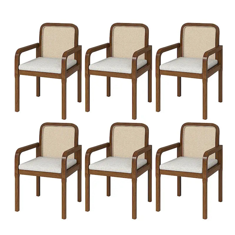 Set di 6 sedie da pranzo Antoine Modern Ratten Back con cuscino rimovibile di