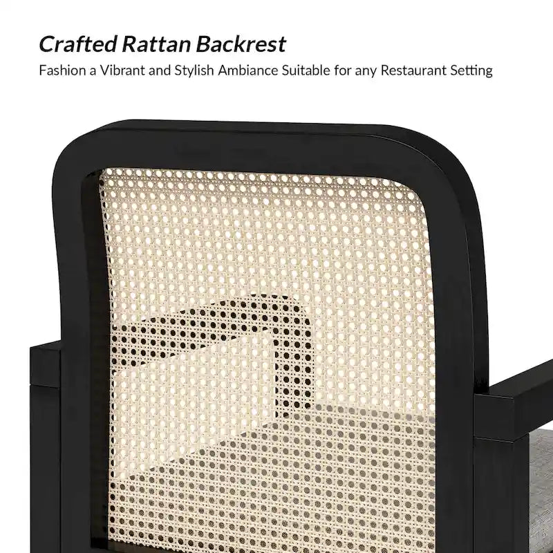 Set di 6 sedie da pranzo Antoine Modern Ratten Back con cuscino rimovibile di