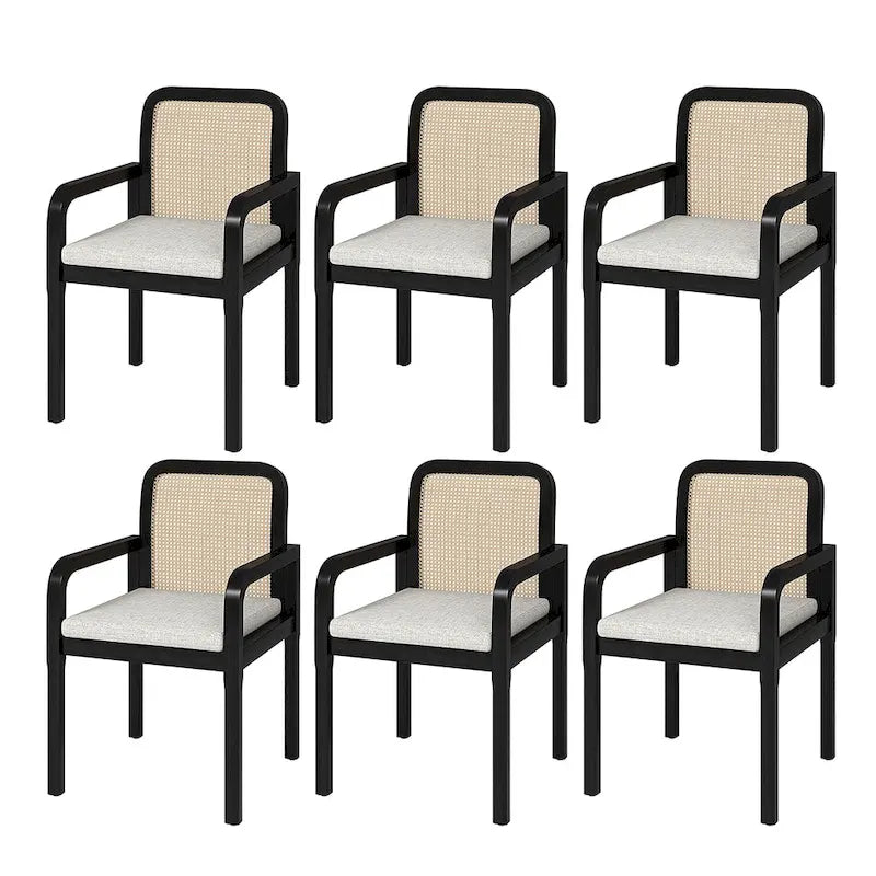 Set di 6 sedie da pranzo Antoine Modern Ratten Back con cuscino rimovibile di
