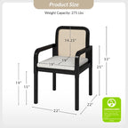 Set di 6 sedie da pranzo Antoine Modern Ratten Back con cuscino rimovibile di