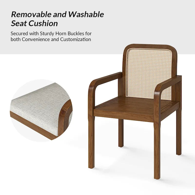 Set di 6 sedie da pranzo Antoine Modern Ratten Back con cuscino rimovibile di
