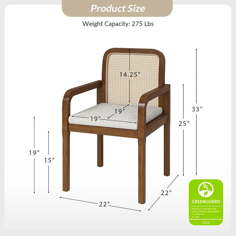 Set di 6 sedie da pranzo Antoine Modern Ratten Back con cuscino rimovibile di