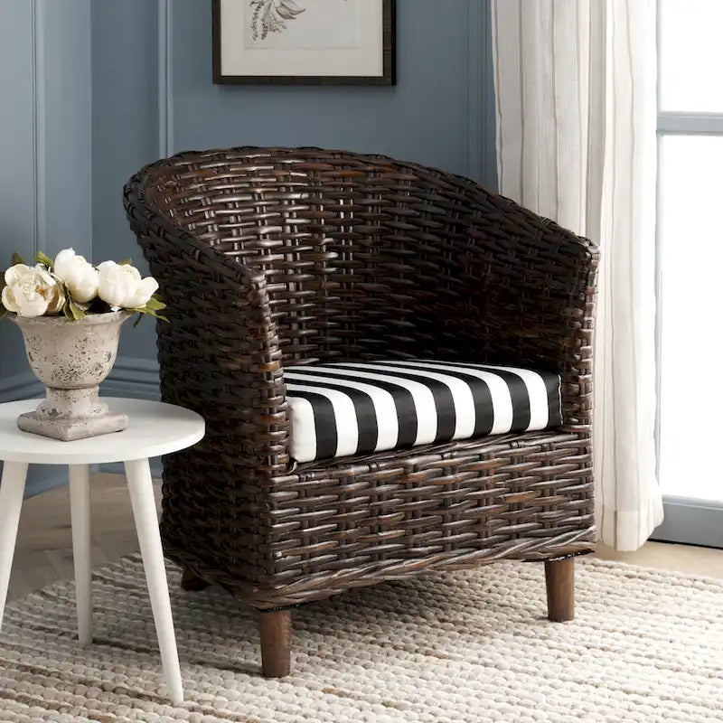 Poltrona a botte Charla in rattan con cuscino - 73,9 x 69,1 x 83,1 cm - 74Lx69Px84H