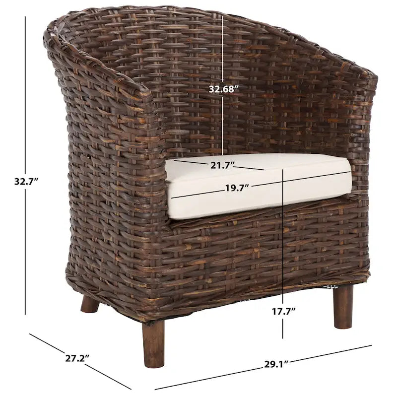 Poltrona a botte Charla in rattan con cuscino - 73,9 x 69,1 x 83,1 cm - 74Lx69Px84H