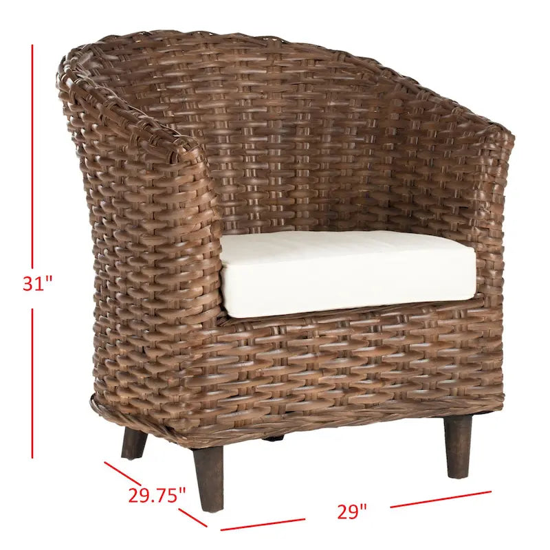 Poltrona a botte Charla in rattan con cuscino - 73,9 x 69,1 x 83,1 cm - 74Lx69Px84H