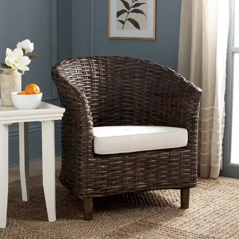 Poltrona a botte Charla in rattan con cuscino - 73,9 x 69,1 x 83,1 cm - 74Lx69Px84H